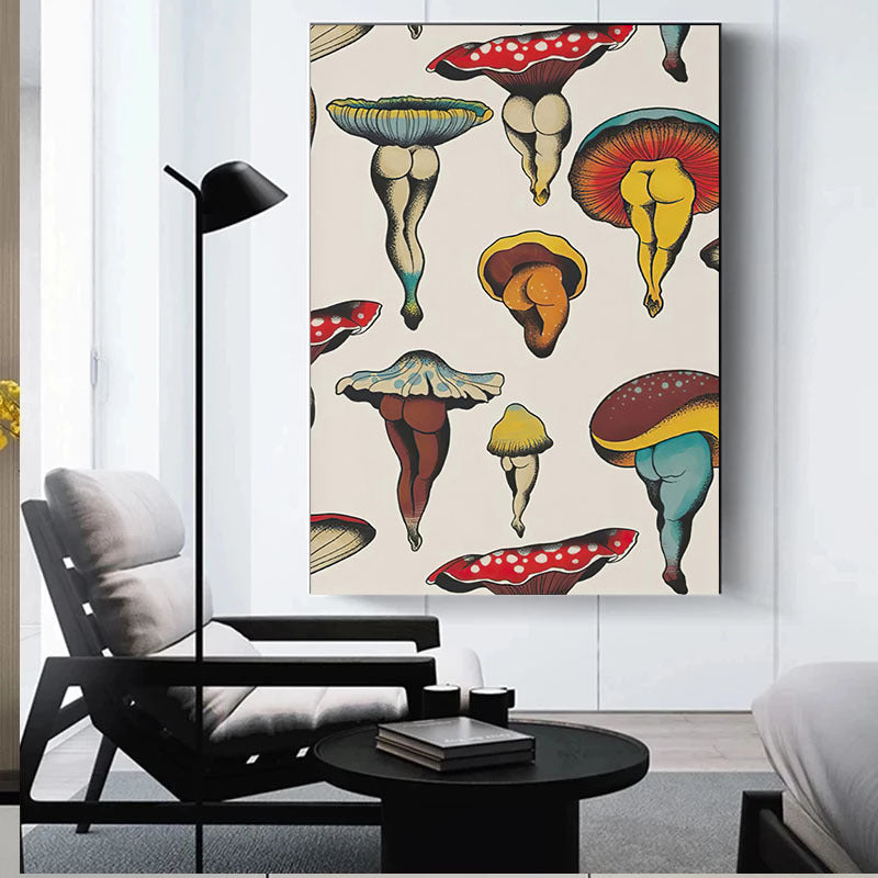 Mushrooms And Abstract Women's Legs Art Poster Canvas Painting