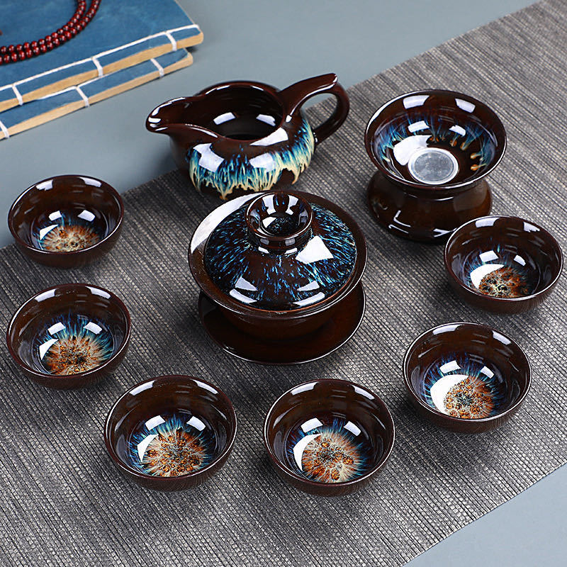 Kiln Change Sand Gold Glaze Household Ceramic Kung Fu Tea Set