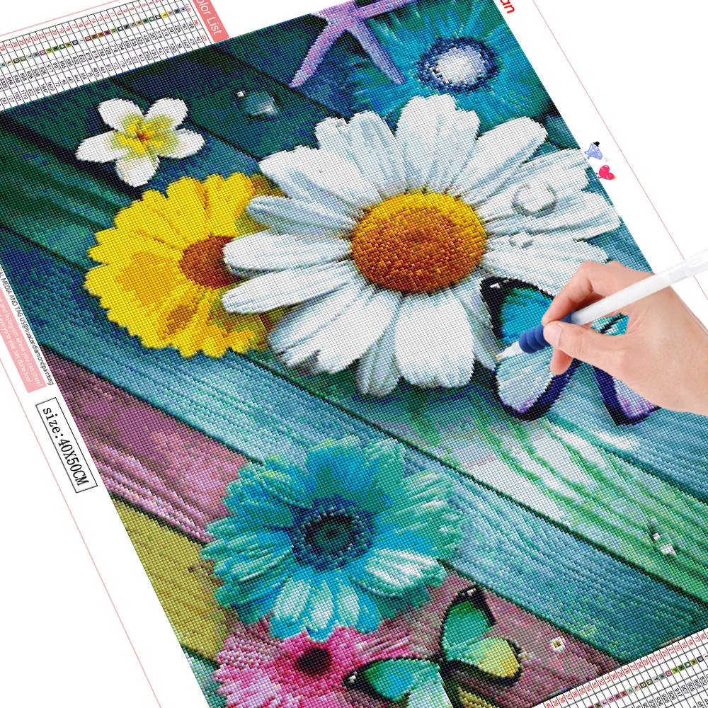Flower Water Embroidery Daisy Butterfly Decoration Home Diamond Painting