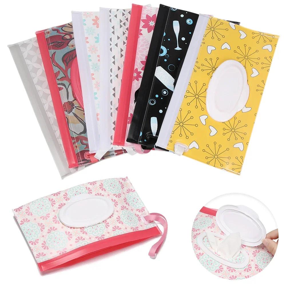 1PC Eco-Friendly Wet Wipes Bag Baby Wipes Box Wet Wipe Box Cleaning Wipes Ziplock Bag Clamshell Snap Strap Wipe Container Case