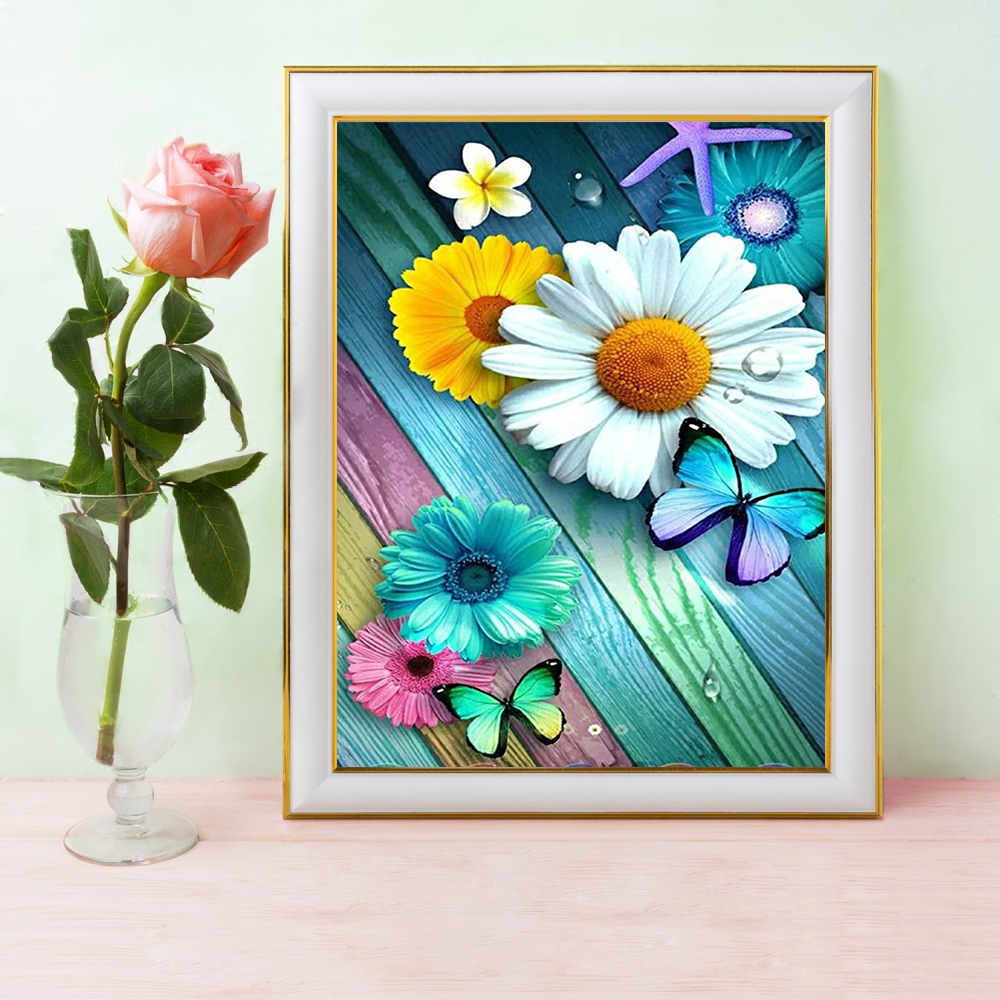 Flower Water Embroidery Daisy Butterfly Decoration Home Diamond Painting - myHerb